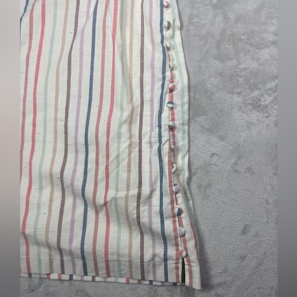 Madewell Button Slit Flecked Nebs Stripe Pearl Ivory Rainbow Midi Skirt Size 4 - Picture 6 of 16